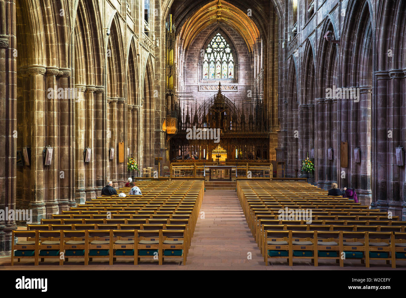United Kingdom, England, Cheshire, Chester, Chester Cathedral, The Nave Stock Photo