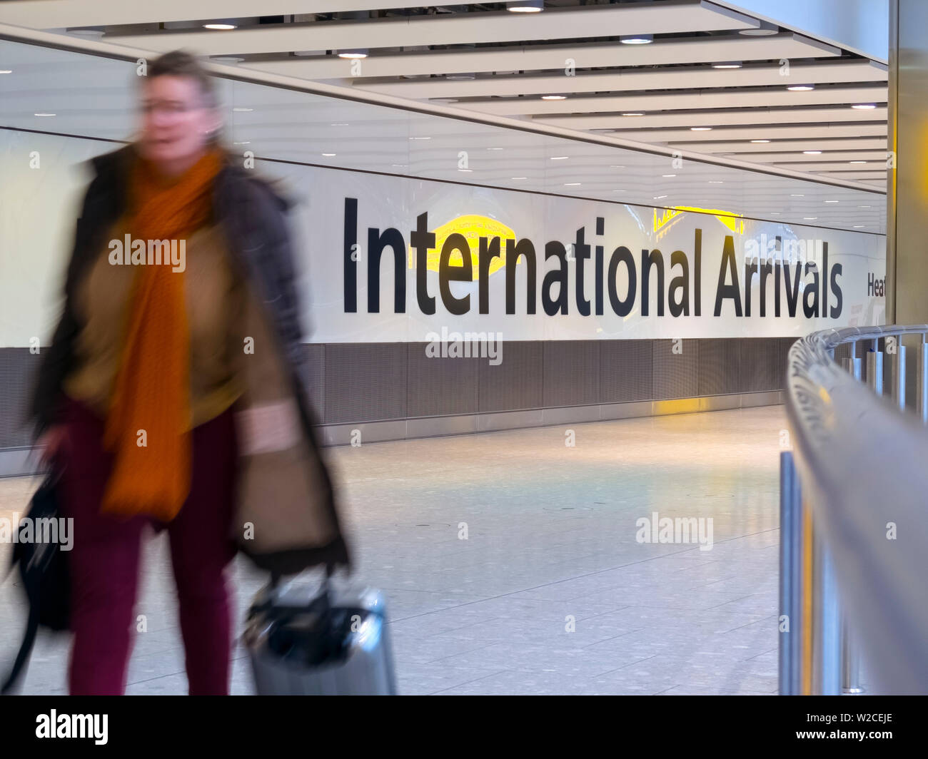 UK, England, London, Heathrow Airport, Terminal 5, International Arrivals Stock Photo
