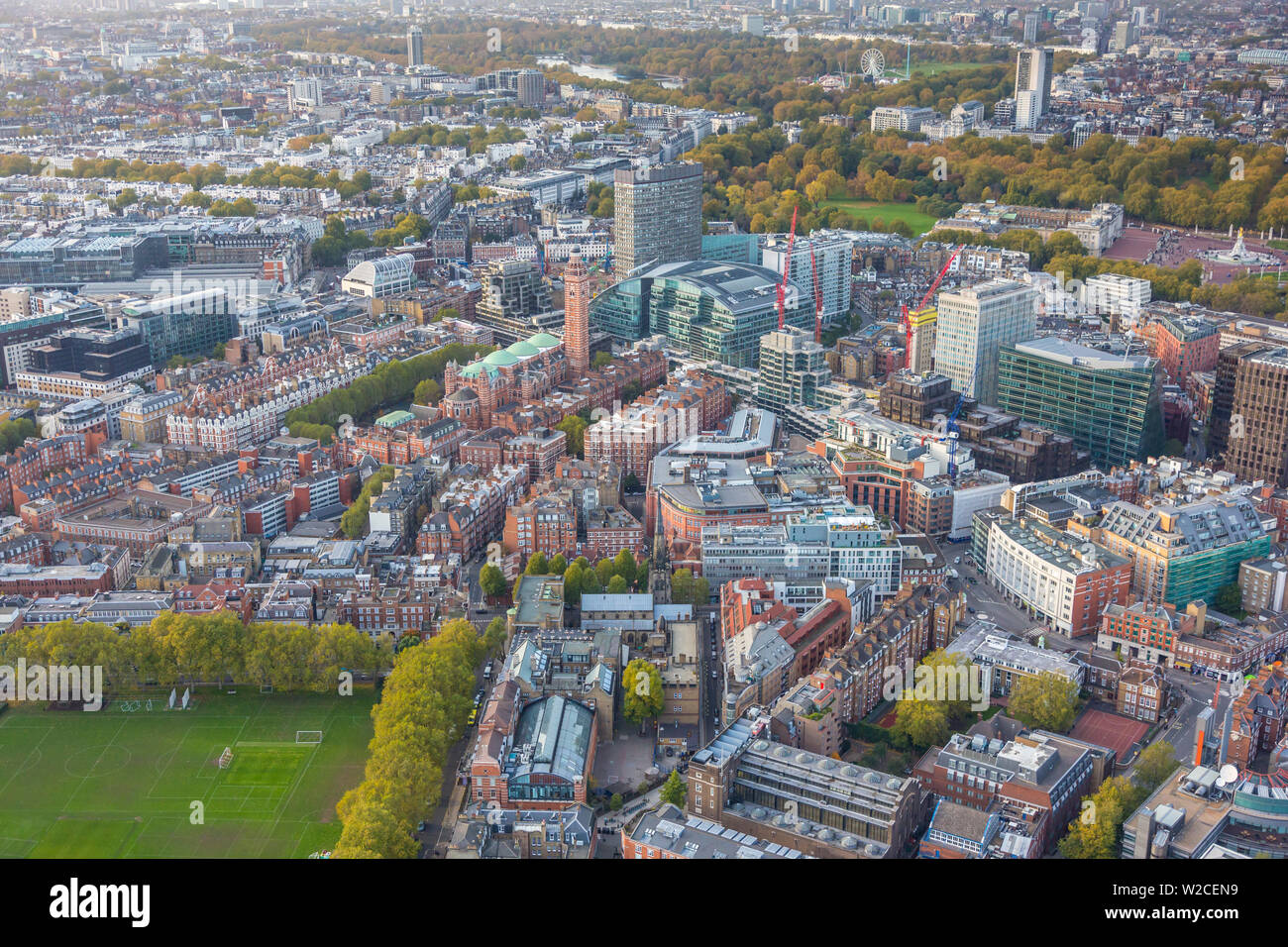 Aerial view from helicopter, Victoria, London, England Stock Photo