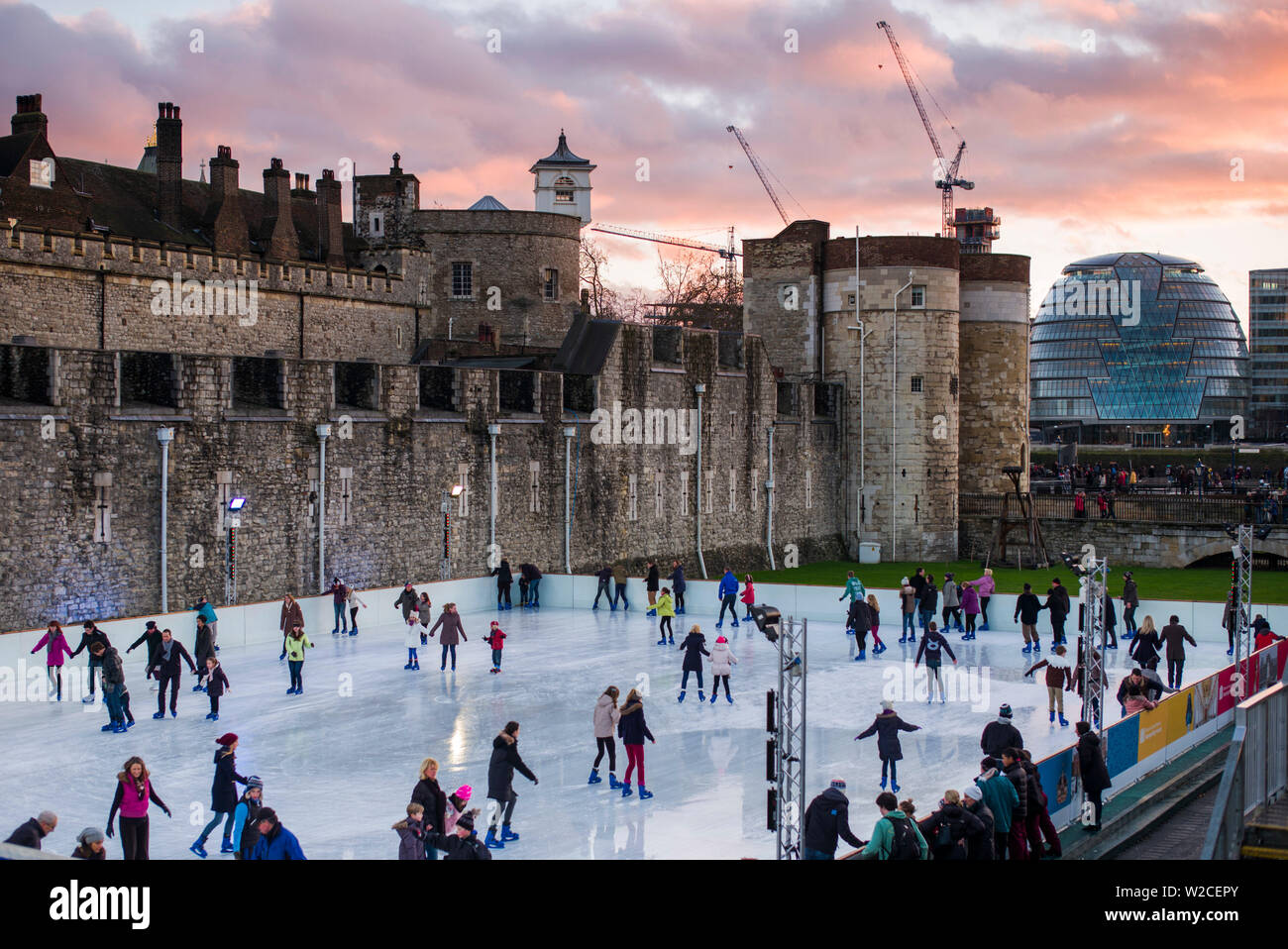 England, London, ice skating by The Tower of London Stock Photo Alamy