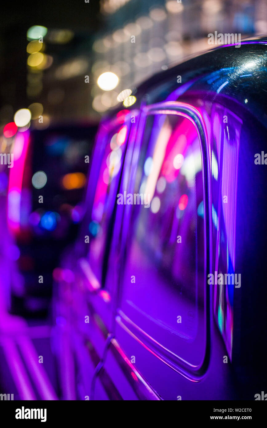 England, London, Soho, London taxis lit by neon lights Stock Photo Alamy
