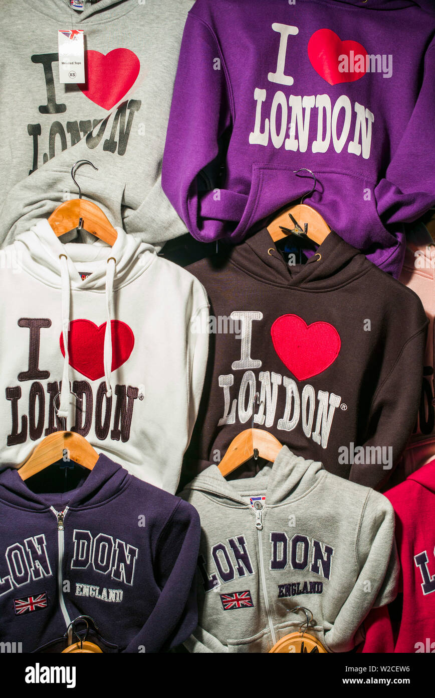 England, London, Soho, Oxford Street, I love London sweatshirts Stock Photo