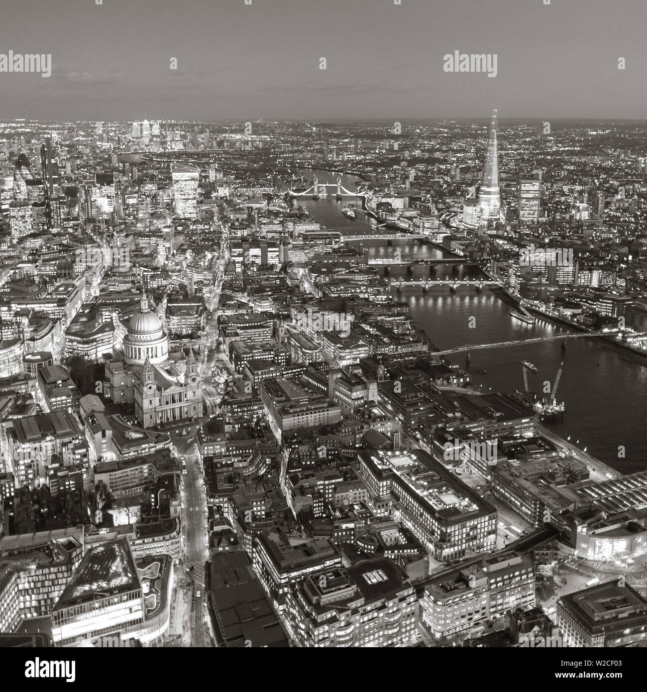 Aerial view of The Shard and City of London, London, England Stock Photo