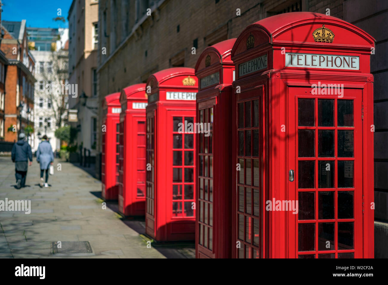UK, England, London, Covent Garden, Telephone Boxes Stock Photo