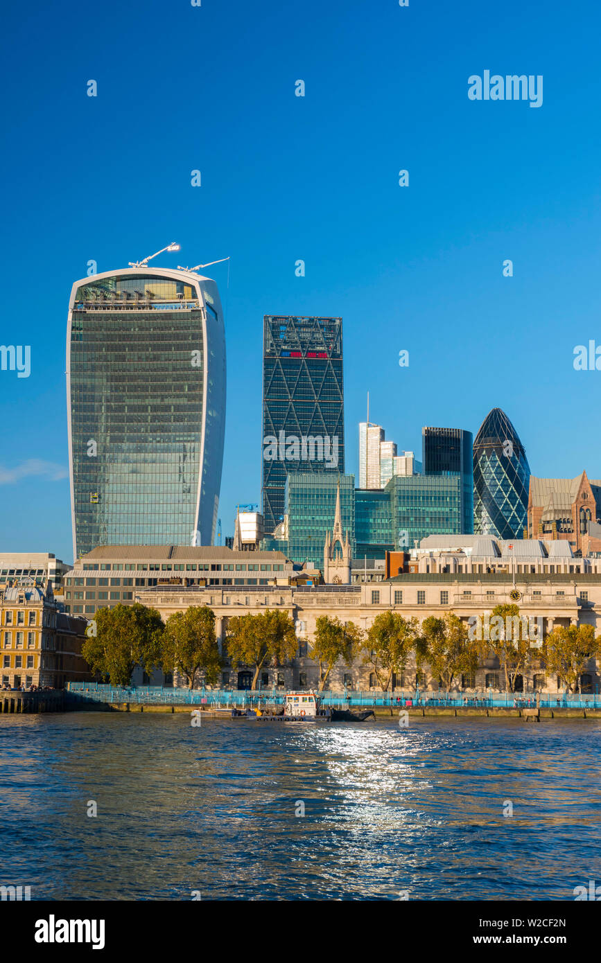 UK, England, London, The City, The Walkie-Talkie (20 Fenchurch Street), Cheesegrater (122 Leadenhall Street) and Gherkin (30 St. Mary Axe) Stock Photo