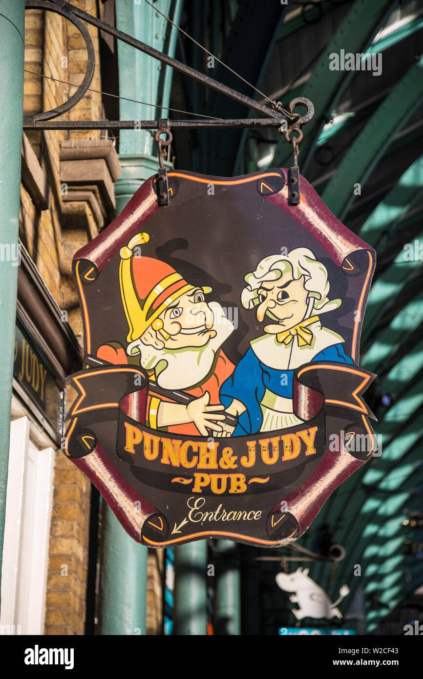 Punch & Judy pub sign, London, England Stock Photo