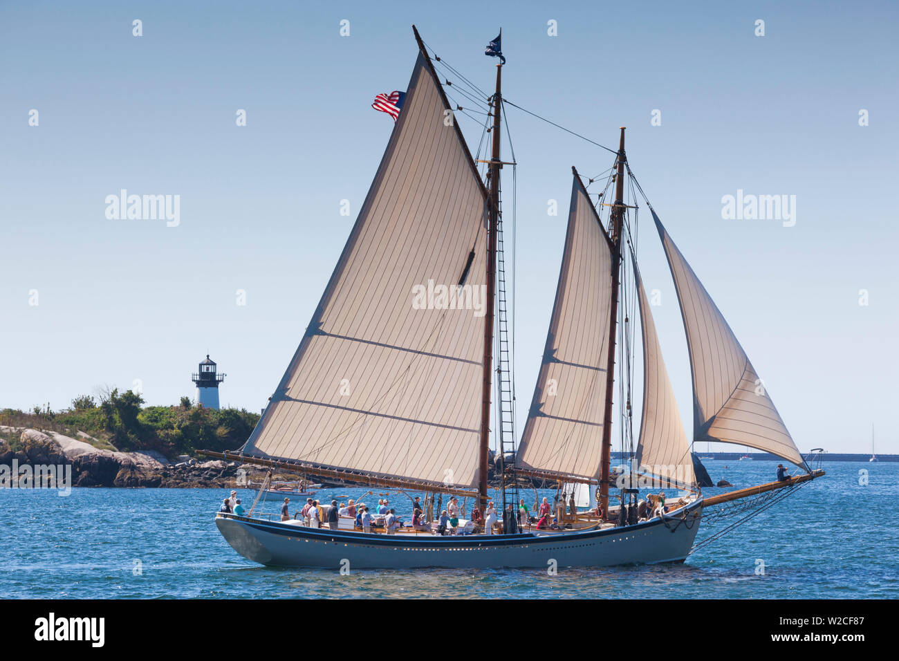 USA, Massachusetts, Cape Ann, Gloucester, annual Gloucester Schooner Festival, schooner Parade of Sail Stock Photo