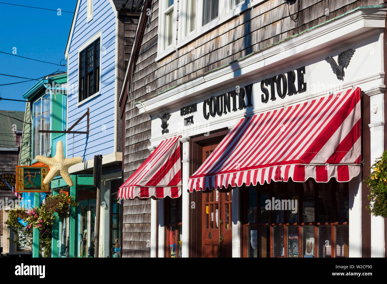 USA, Massachusetts, Cape Ann, Rockport, Bearskin Neck shops Stock Photo