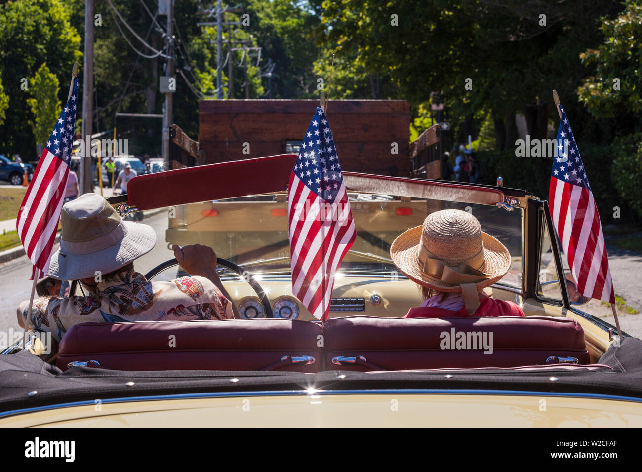 USA, Massachusetts, Manchester By The Sea, Fourth of July, parade of antique cars Stock Photo