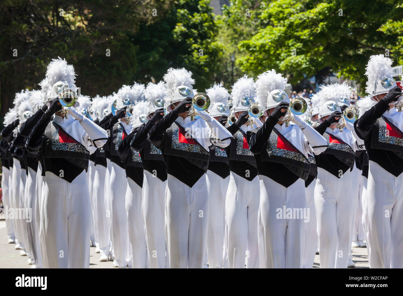 USA, Massachusetts, Manchester By The Sea, Fourth of July, marching band Stock Photo