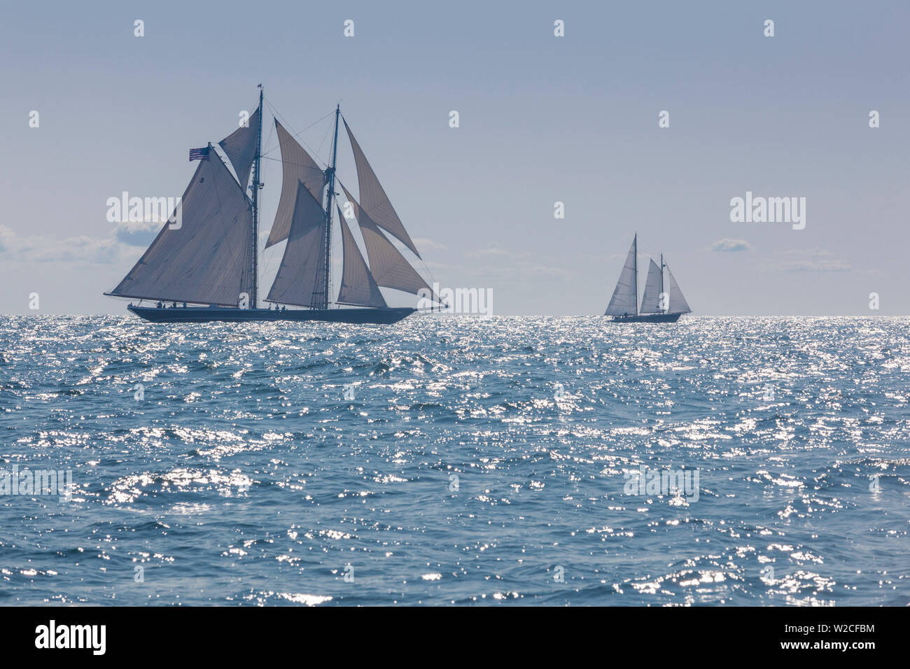 USA, Massachusetts, Cape Ann, Gloucester, America's Oldest Seaport, Gloucester Schooner Festival, schooner sailing ships Stock Photo