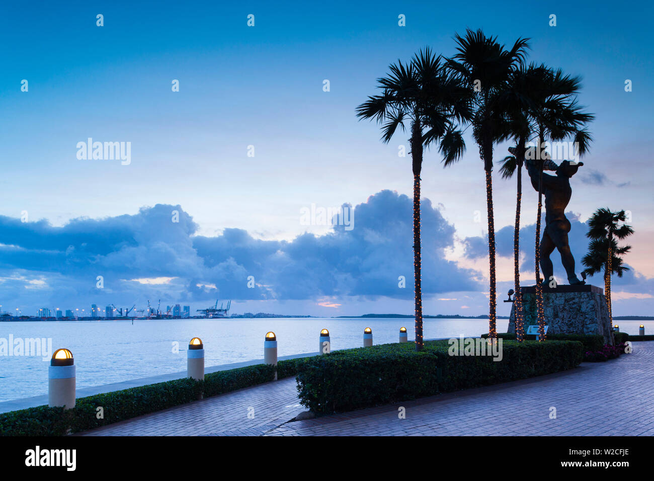 USA, Florida, Miami, Port of Miami from Brickell Key Stock Photo