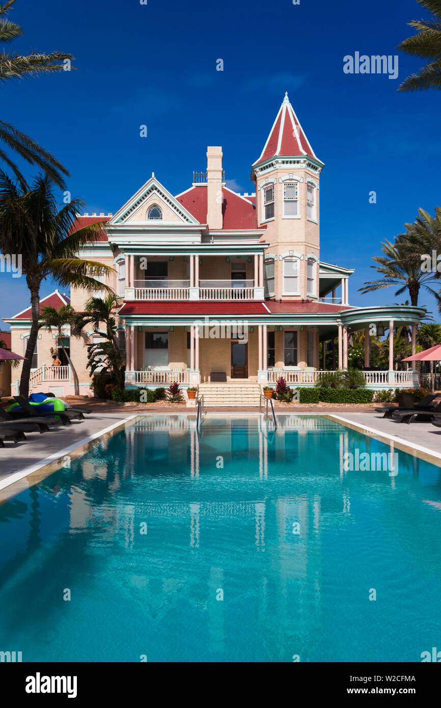 USA, Florida, Florida Keys, Key West, Southernmost Hotel in the USA and pool Stock Photo