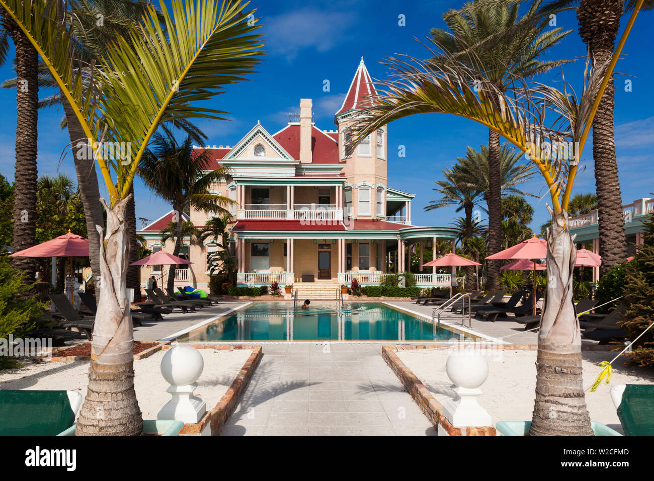USA, Florida, Florida Keys, Key West, Southernmost Hotel in the USA and pool Stock Photo