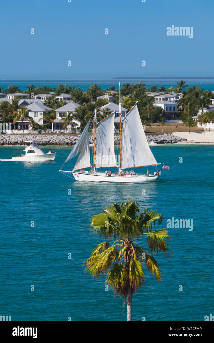 USA, Florida, Florida Keys, Key West, elevated view of sailing ships Stock Photo