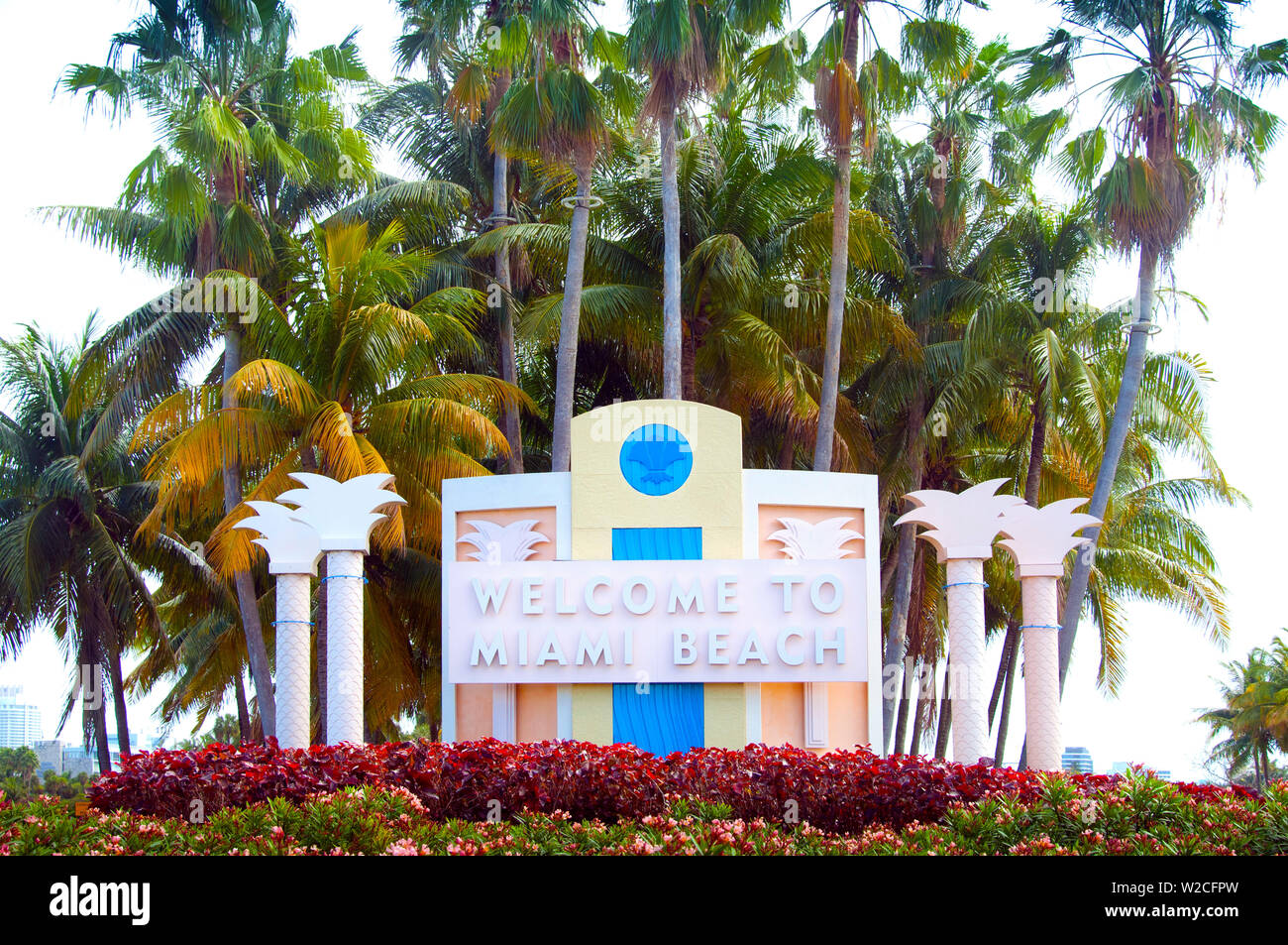 Florida, Miami Beach Welcoming Sign Stock Photo
