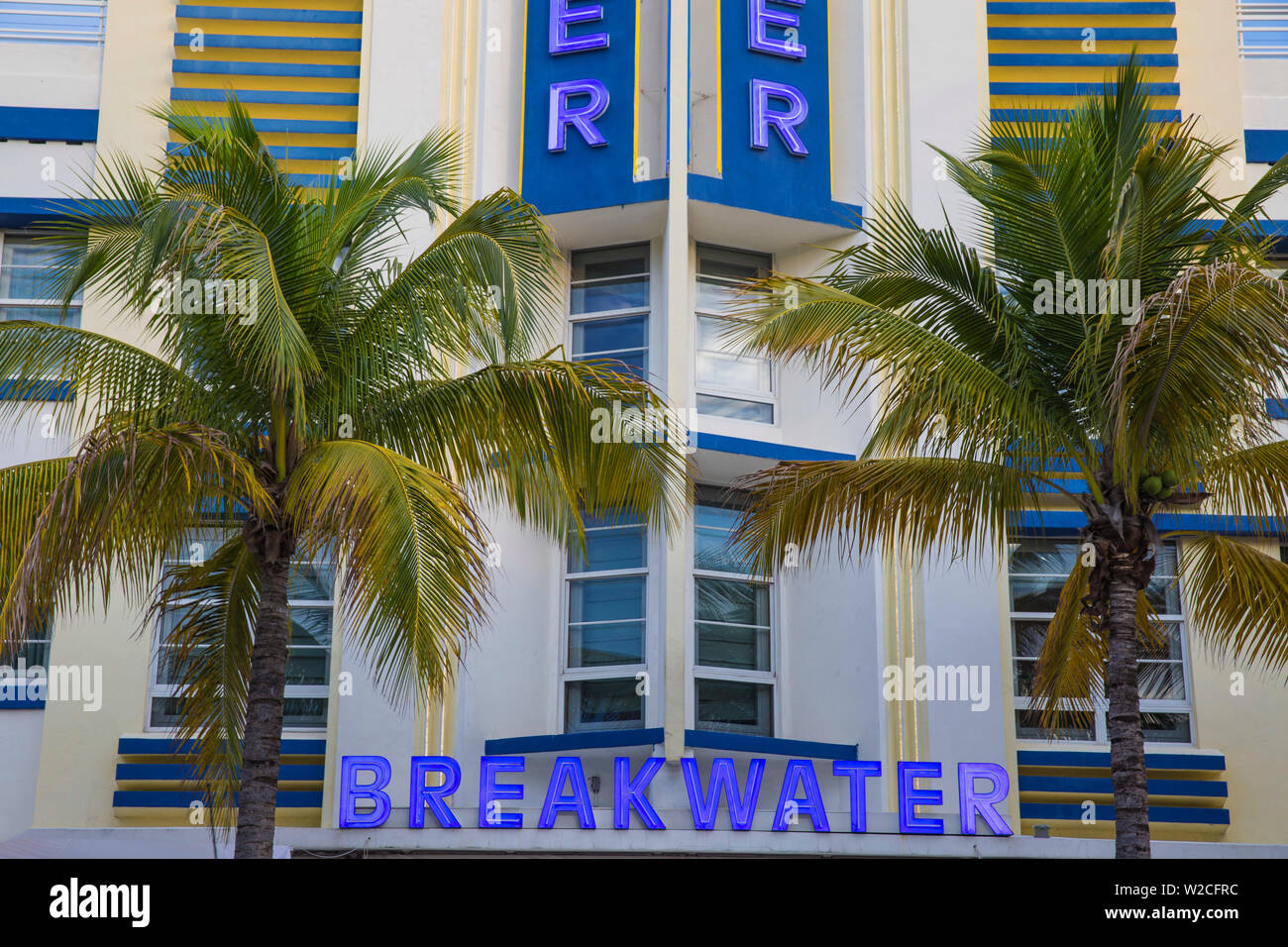 U.S.A, Miami, Miami Beach, South Beach, Ocean Drive, Breakwater Hotel Stock Photo
