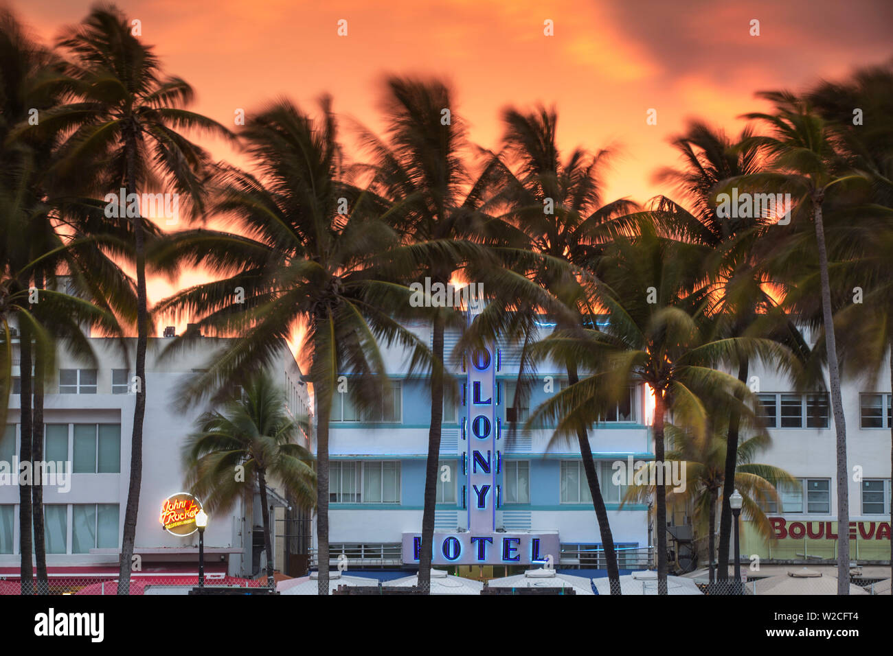 U.S.A, Miami, Miami Beach, South Beach, Art Deco Hotels on Ocean drive Stock Photo