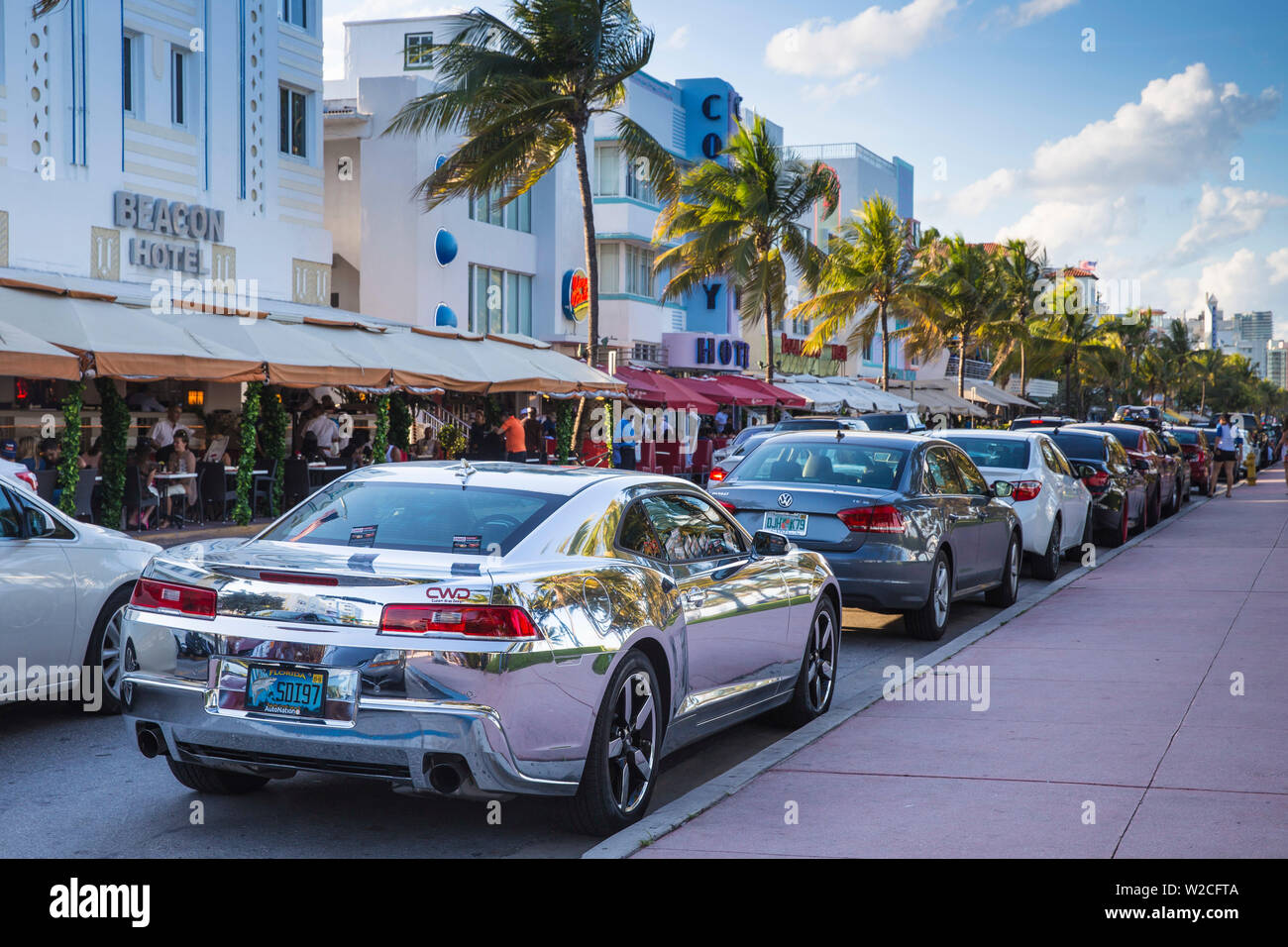 U.S.A, Miami, Miami Beach, South Beach, Art Deco Hotels on Ocean drive Stock Photo