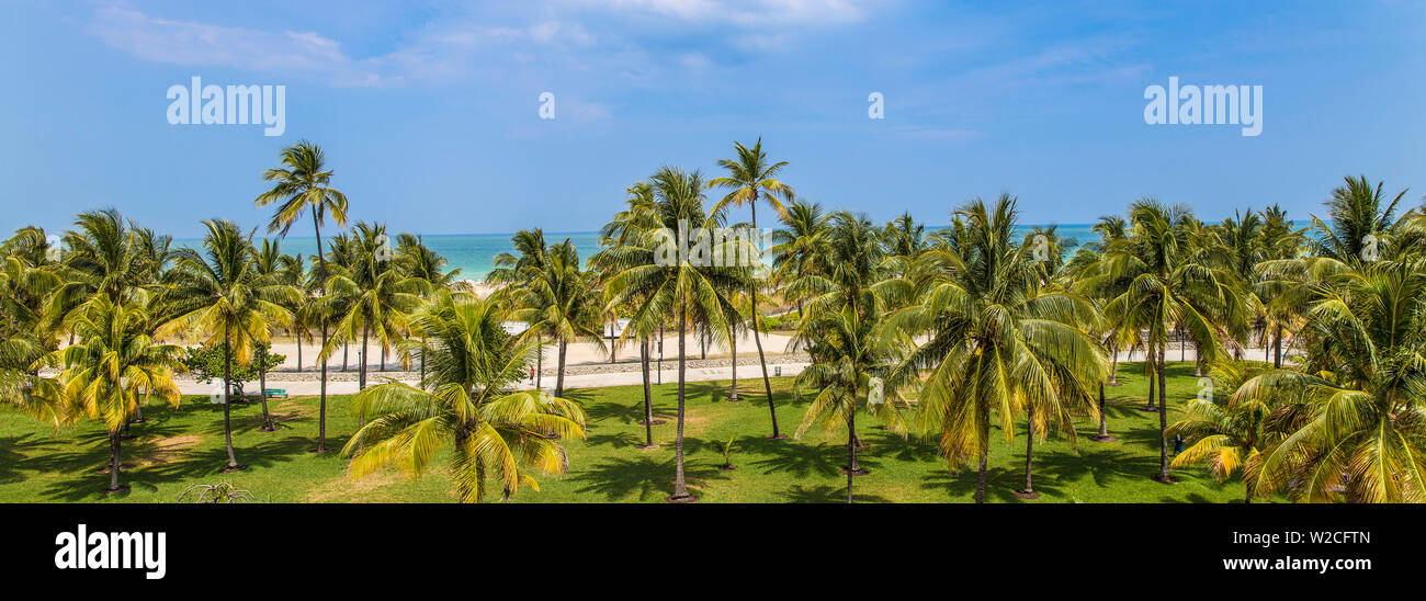 U.S.A, Miami, Miami beach, South Beach, Ocean drive, View over Lummus Park towards South Beach Stock Photo
