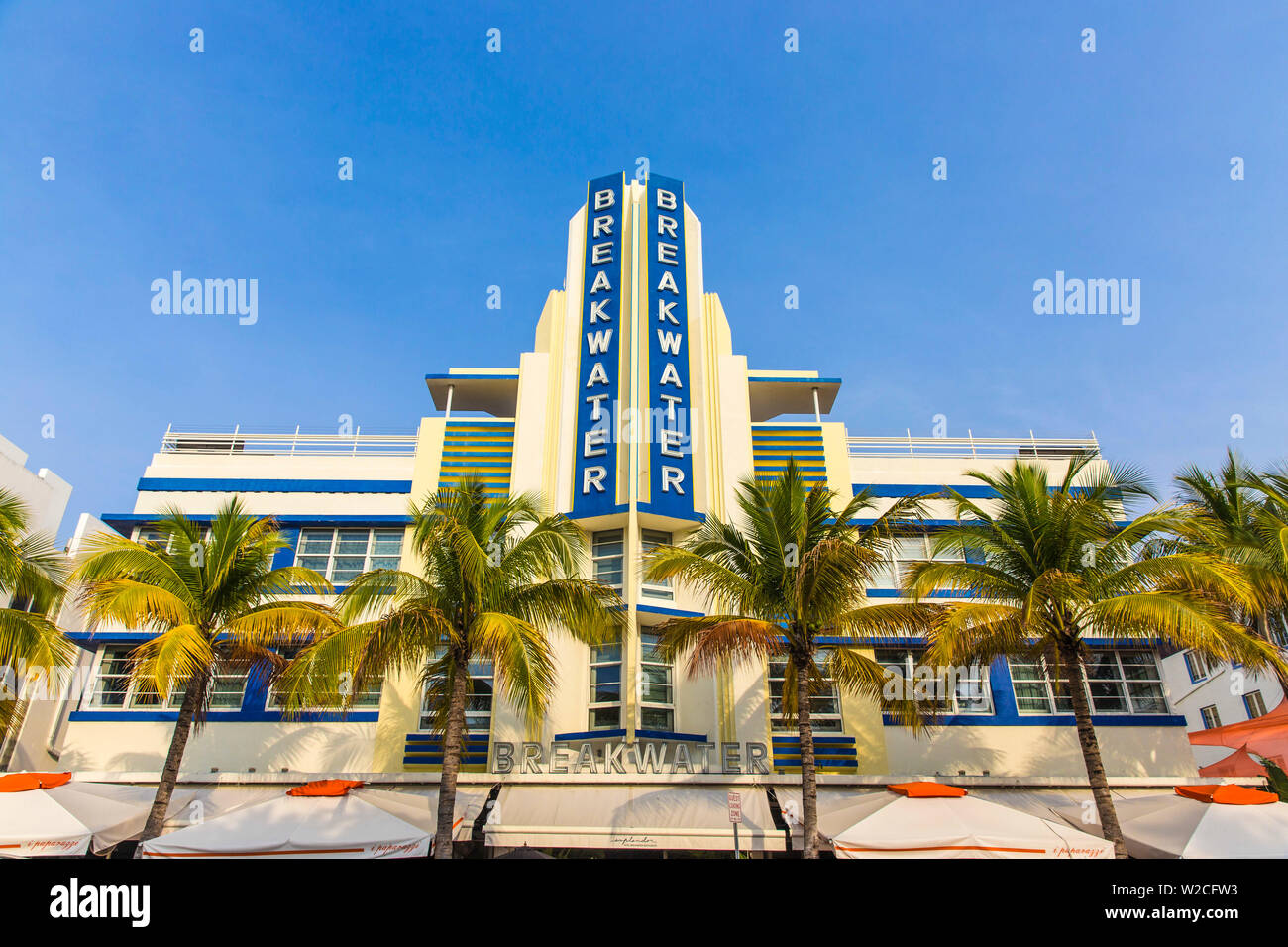U.S.A, Miami, Miami Beach, South Beach, Ocean Drive, Breakwater Hotel Stock Photo