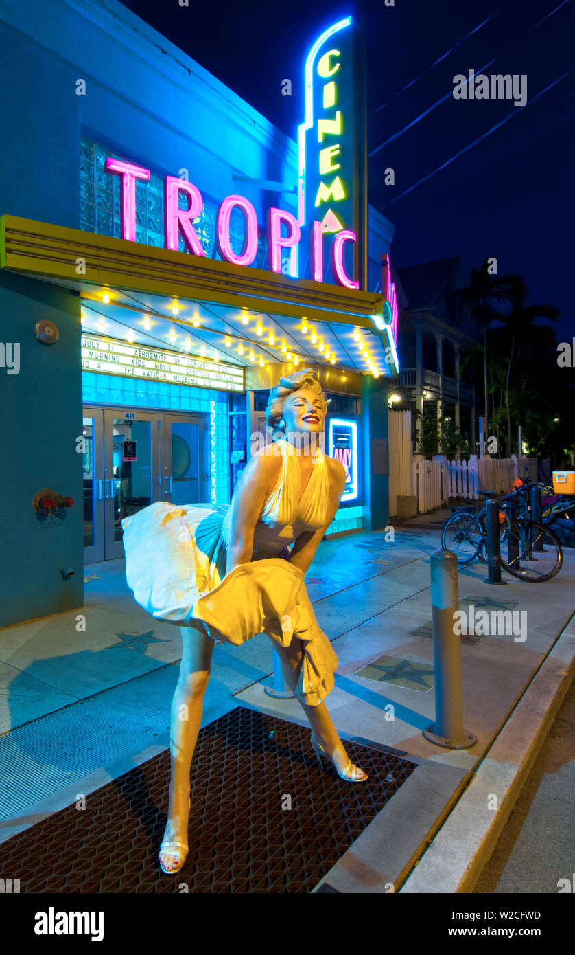 Florida, Florida Keys, Key West, Tropic Cinema, Marilyn Monroe Sculpture Stock Photo