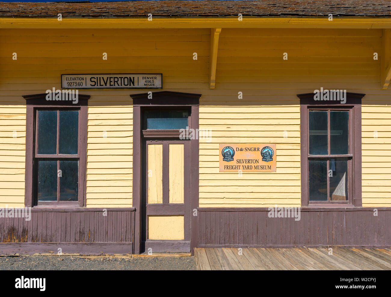 USA, Colorado, Silverton, Railway Station for Durango and Silverton Narrow Gauge Railroad Stock Photo
