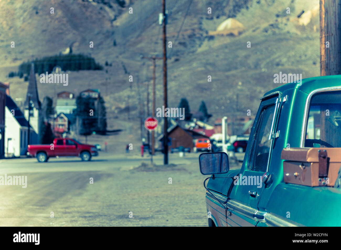 USA, Colorado, Silverton, pick-up trucks Stock Photo