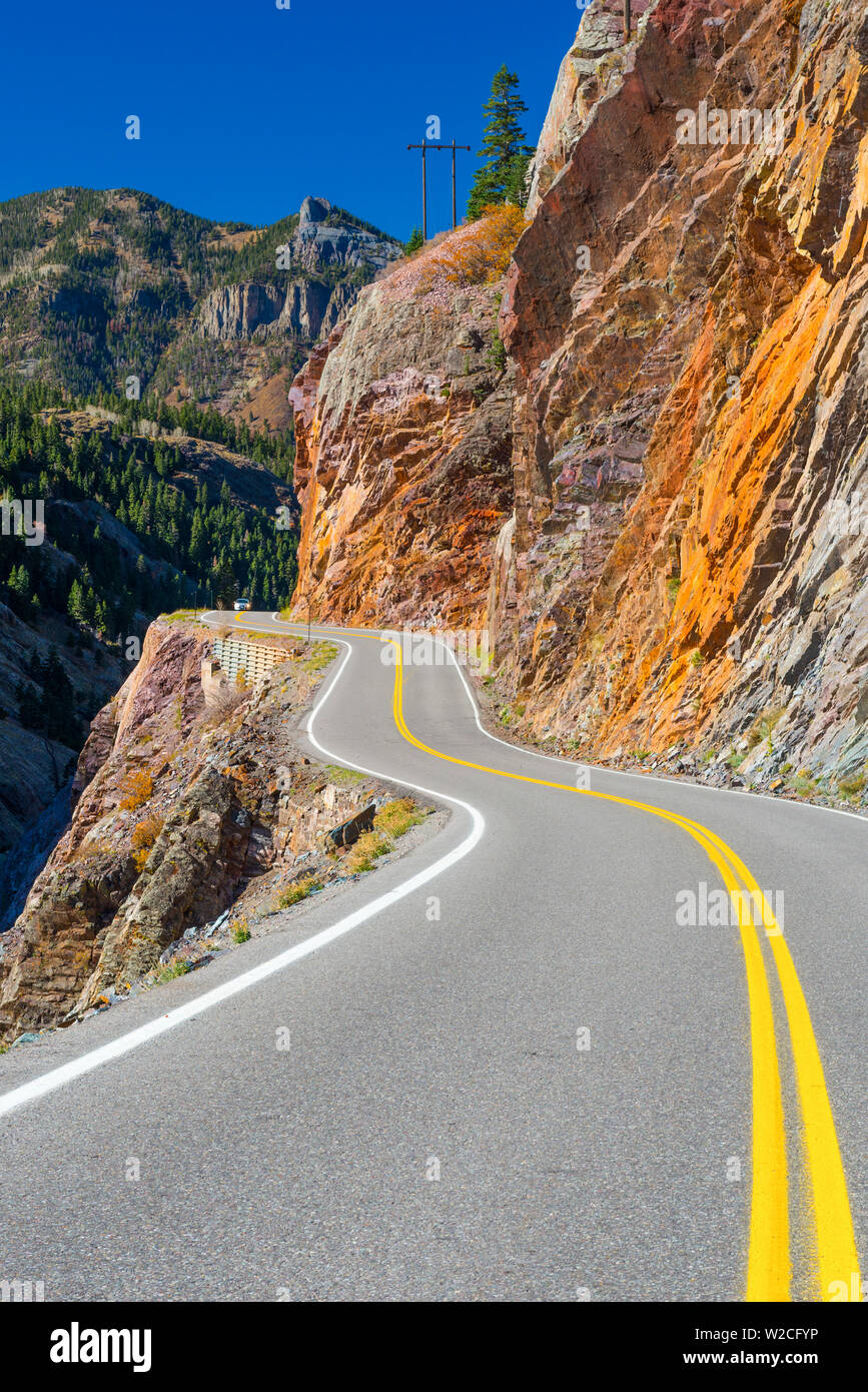 USA, Colorado, between Silverton and Ouray, The Million Dollar Highway part of the San Juan Skyway Scenic Byway Stock Photo