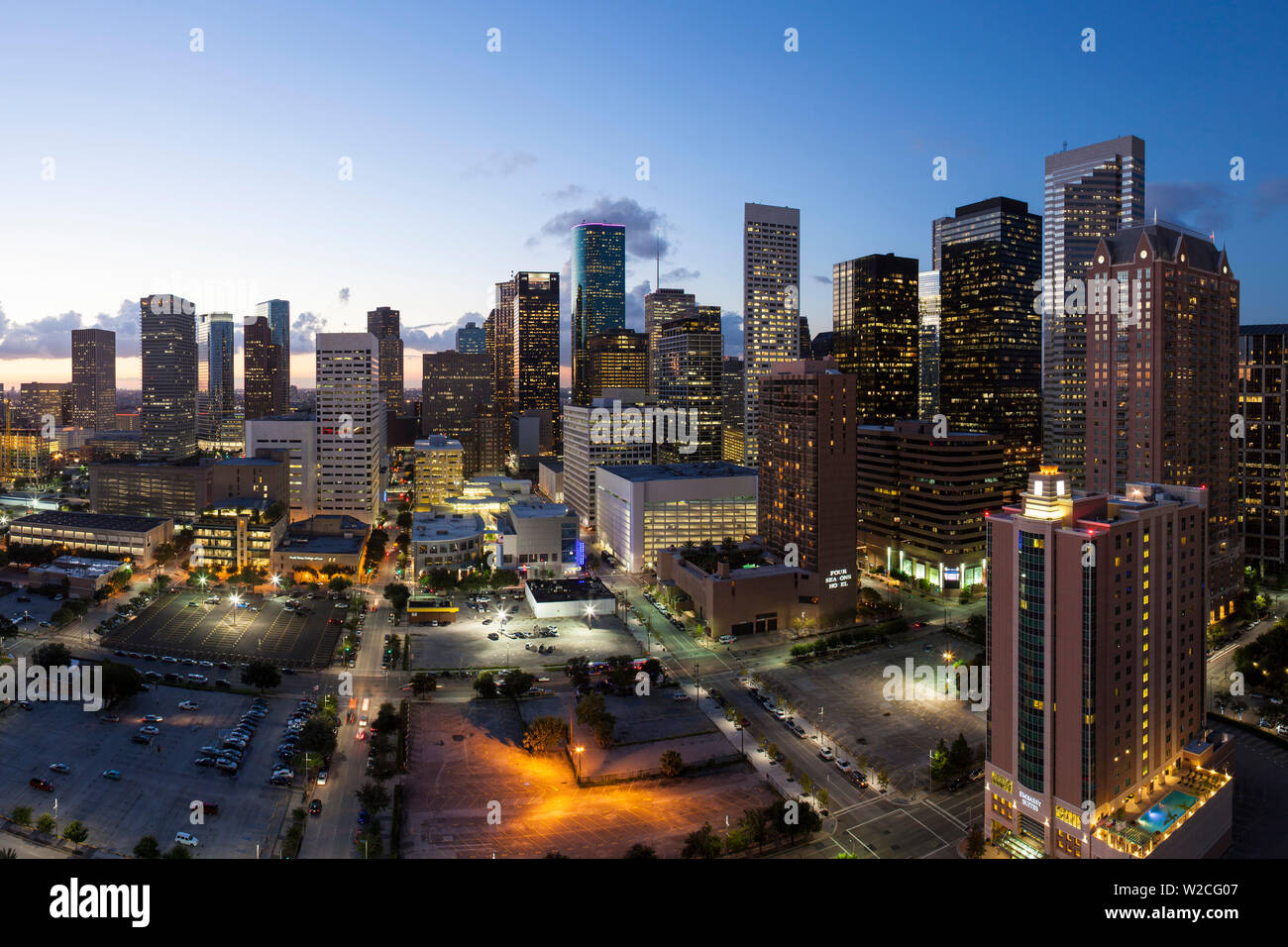 Downtown City Skyline, Houston, Texas, USA Stock Photo