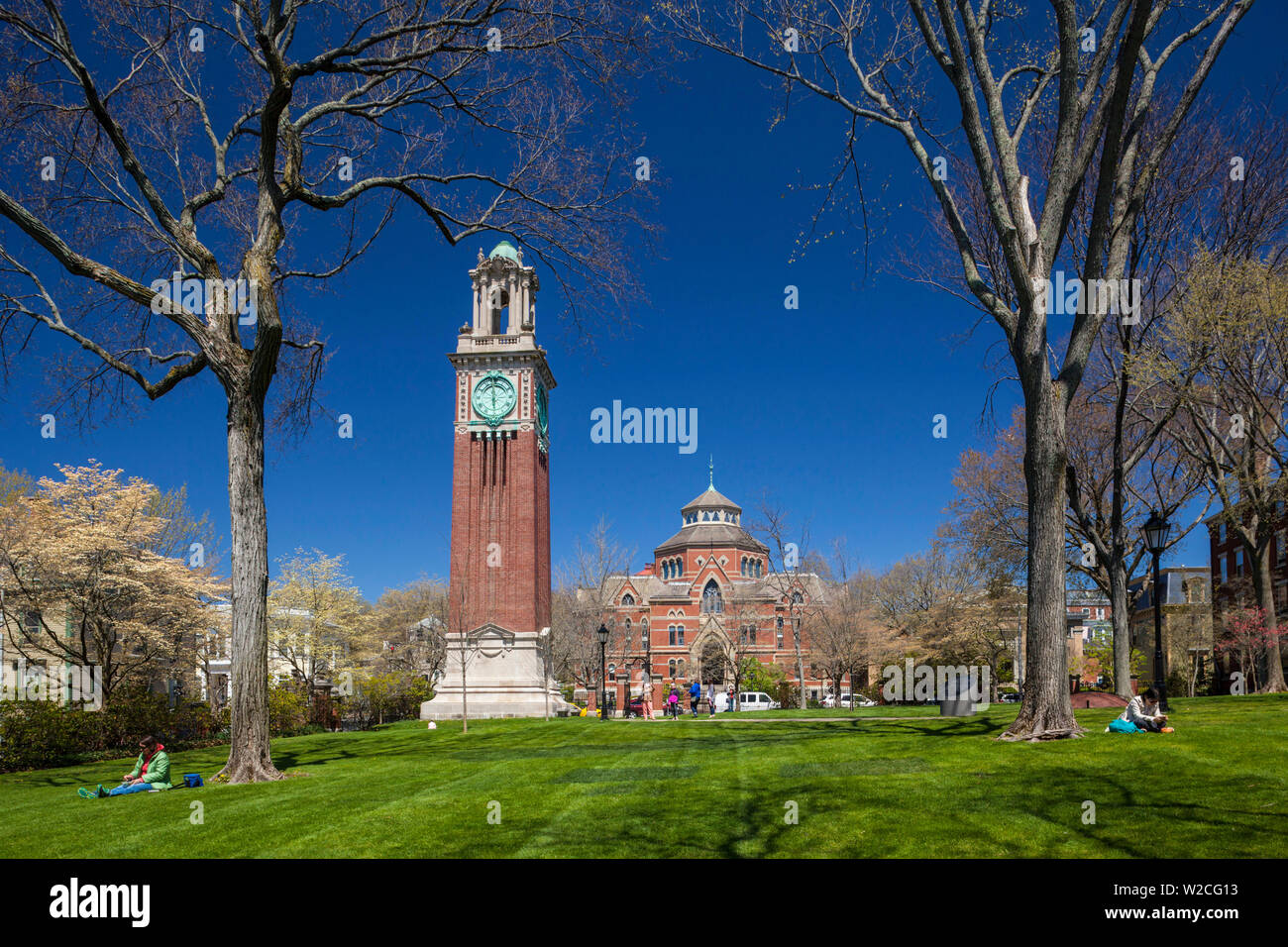 USA, Rhode Island, Providence, Brown University, ivy-league university campus and Carrie Tower Stock Photo