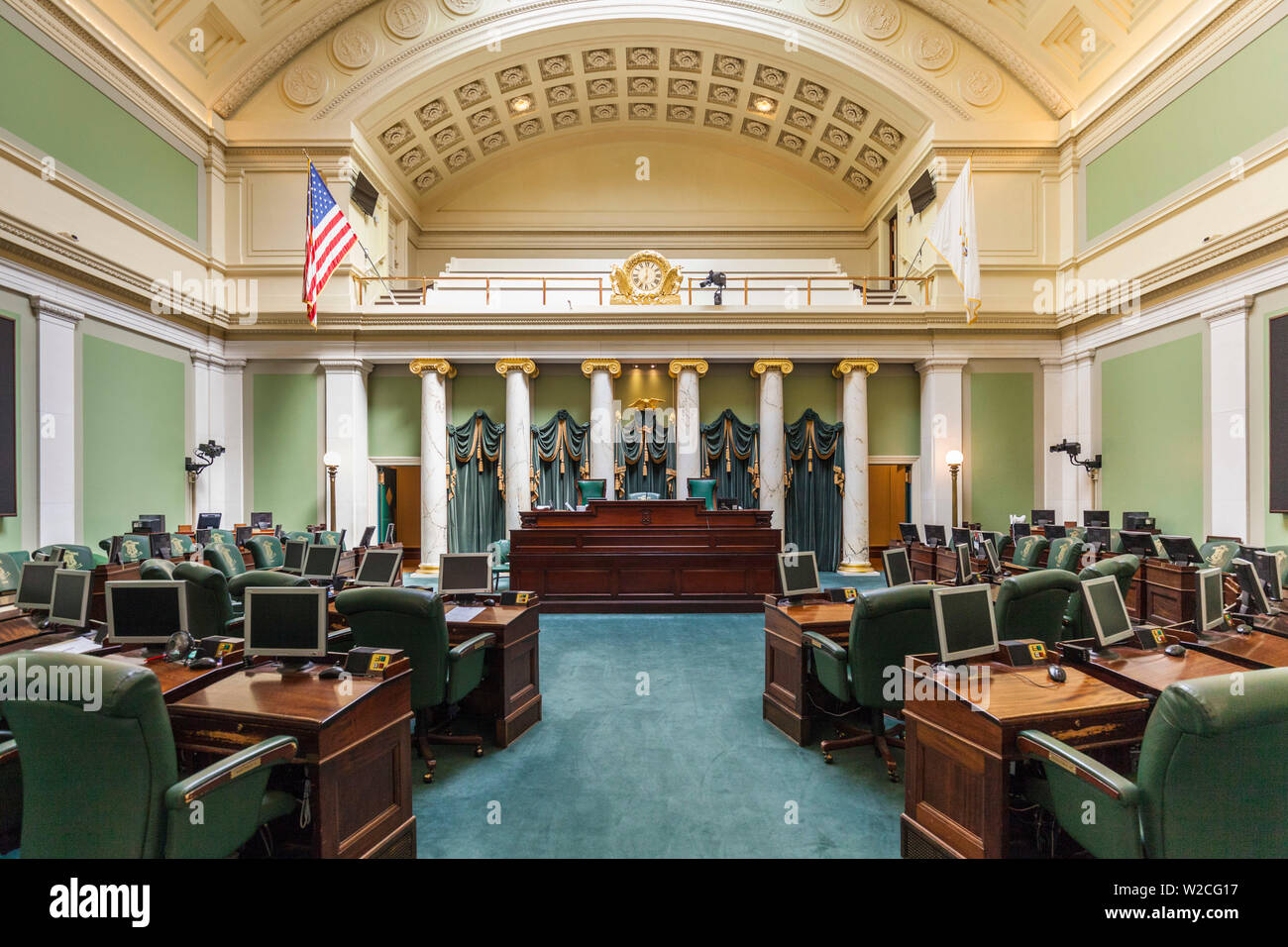USA, Rhode Island, Providence, Rhode Island State House, Rhode Island State Senate chamber Stock Photo