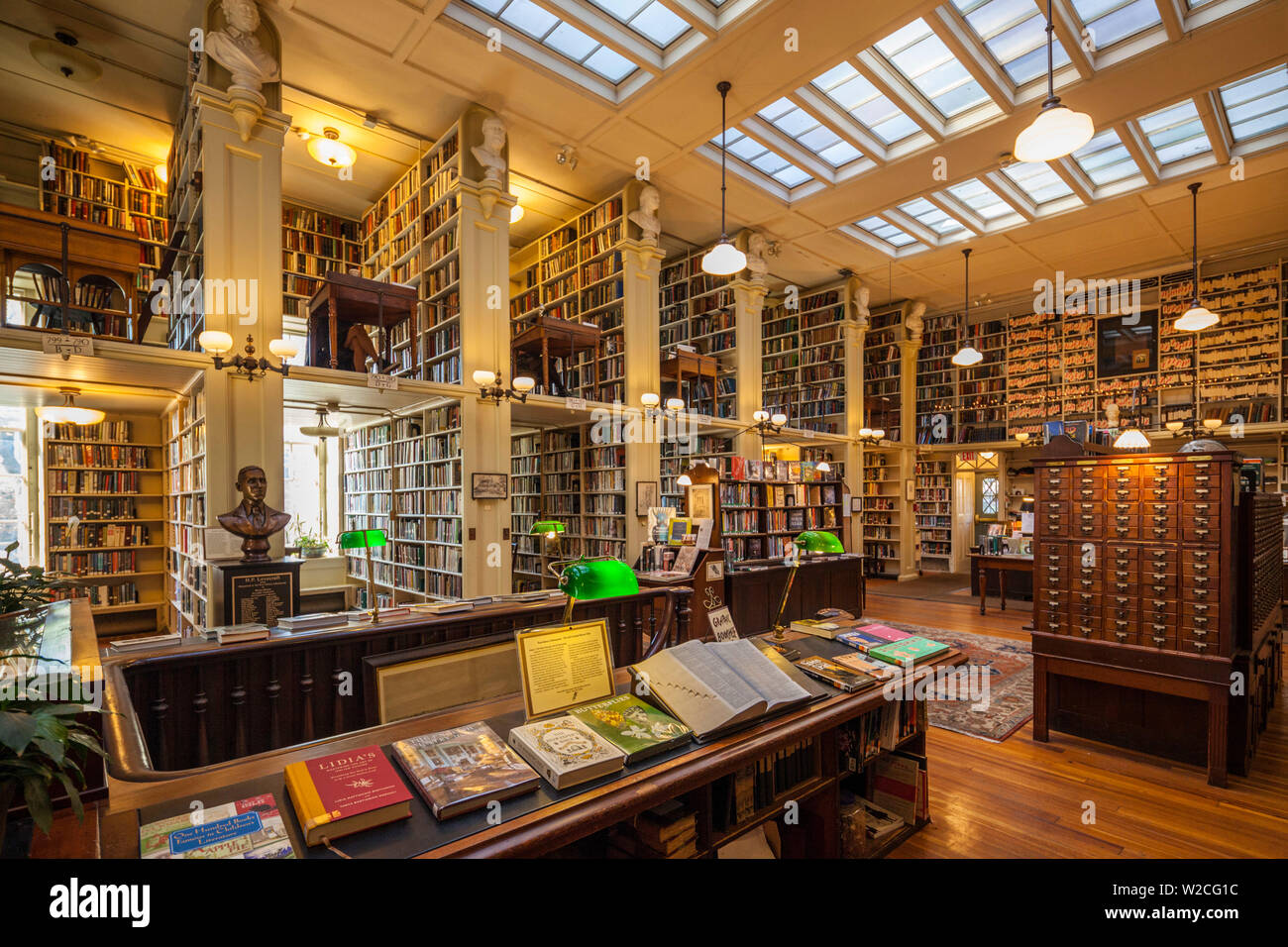 USA, Rhode Island, Providence, Providence Athenaeum, 1836, historic private library, interior Stock Photo