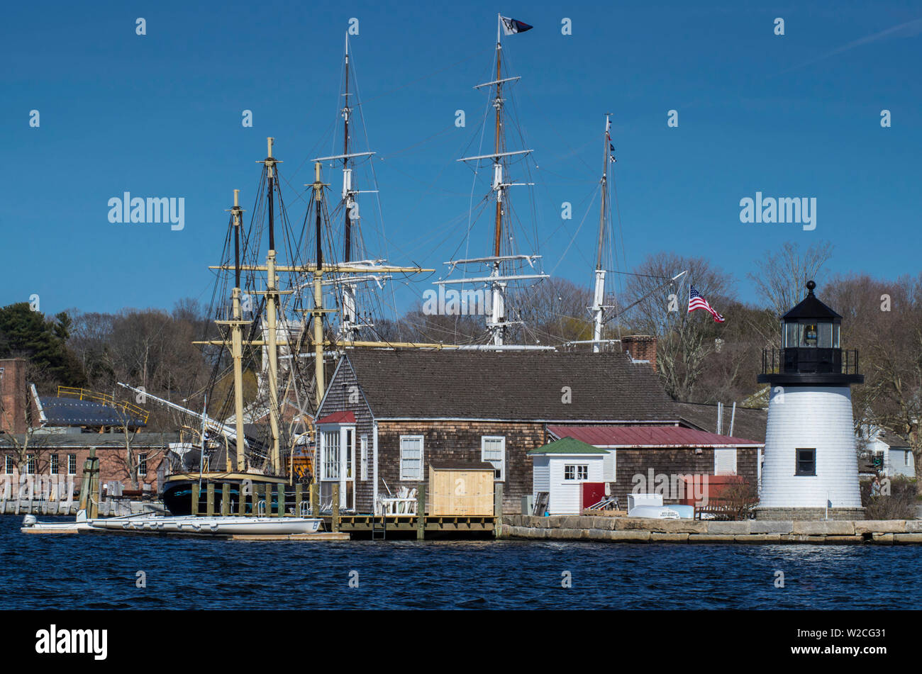 USA, Connecticut, Mystic, view of Mystic Seaport Stock Photo