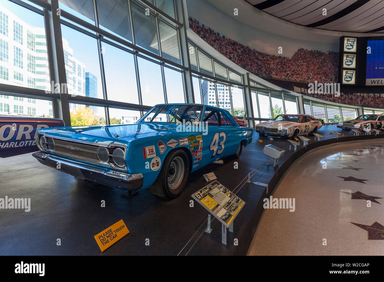 USA, North Carolina, Charlotte, Nascar Hall of Fame, famous racing stock cars Stock Photo