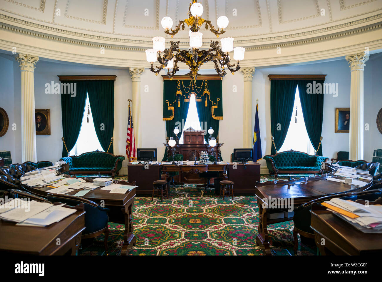 USA, Vermont, Montpelier, Vermont State House, Vermont State Senate chamber Stock Photo