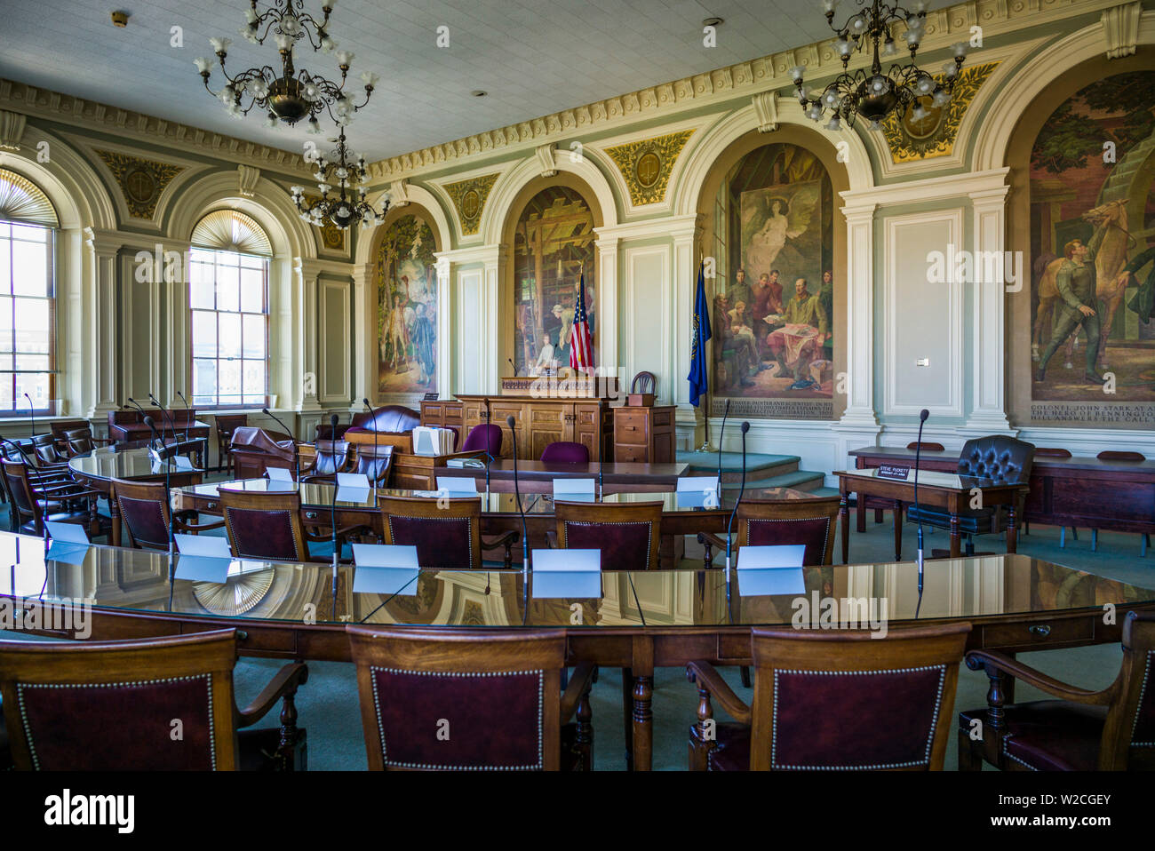 USA, New Hampshire, Concord, New Hampshire State House, stet senate chamber, interior Stock Photo