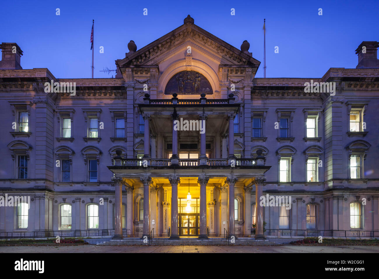 USA, New Jersey, Trenton, New Jersey State Capitol, dusk Stock Photo