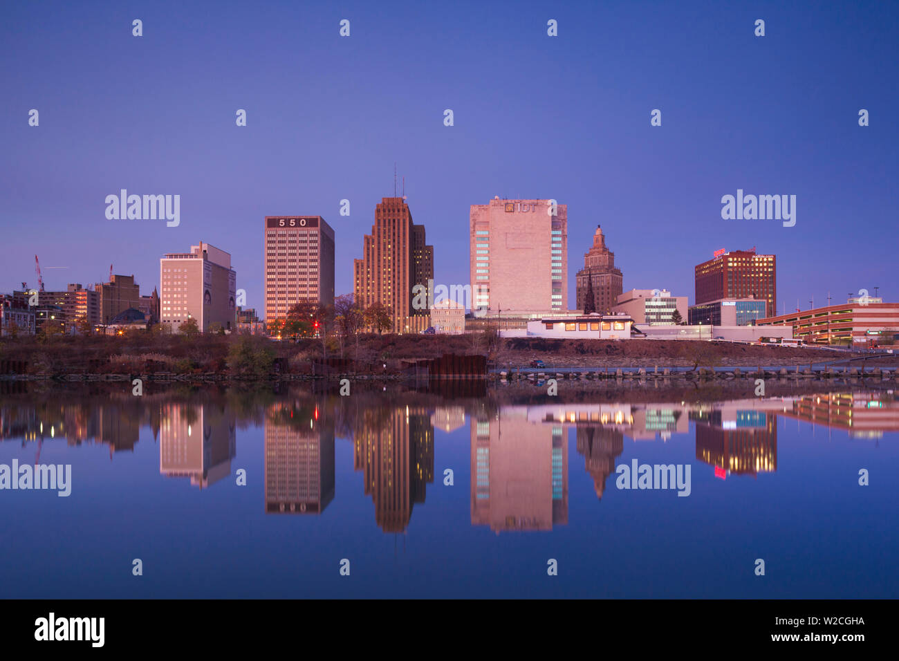 USA, New Jersey, Newark, city skyline from Passaic River Stock Photo ...