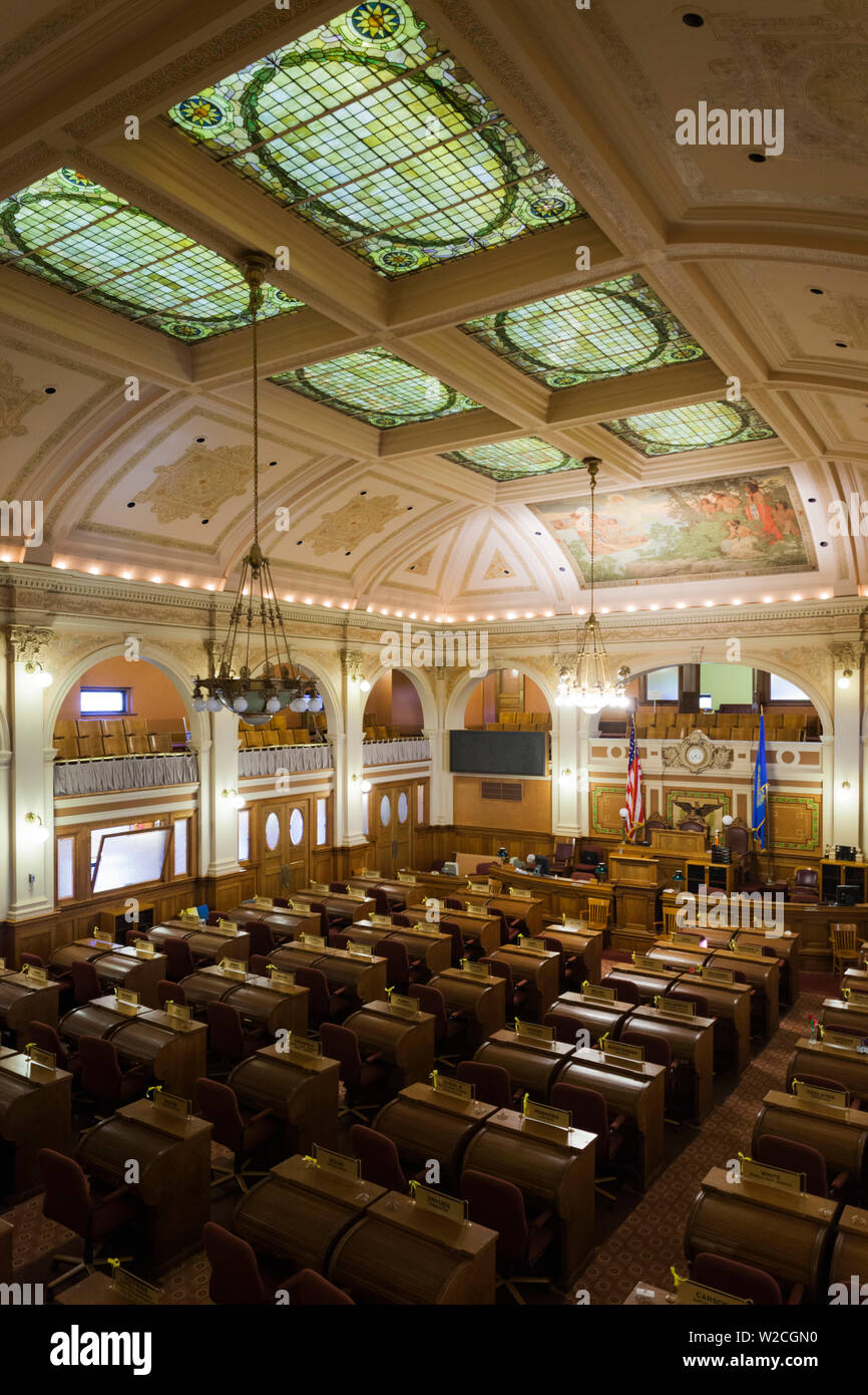 USA, South Dakota, Pierre, South Dakota State Capitol, Chamber of the House of Representatives Stock Photo