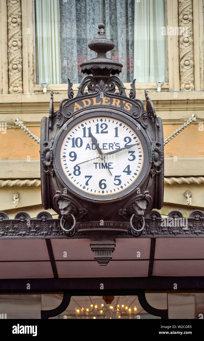 Louisiana, New Orleans, Adlers's Signature Storefront Clock, Since 1910, Jewelry Store Since 1898, Canal Street Stock Photo