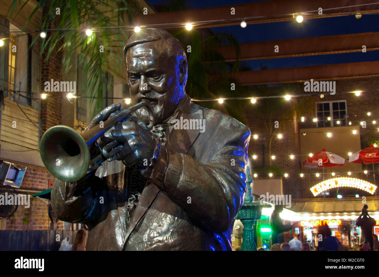 Lousiana, New Orleans, French Quarter, Bourbon Street, Musical Legends Park, Al Hurt Statue Stock Photo