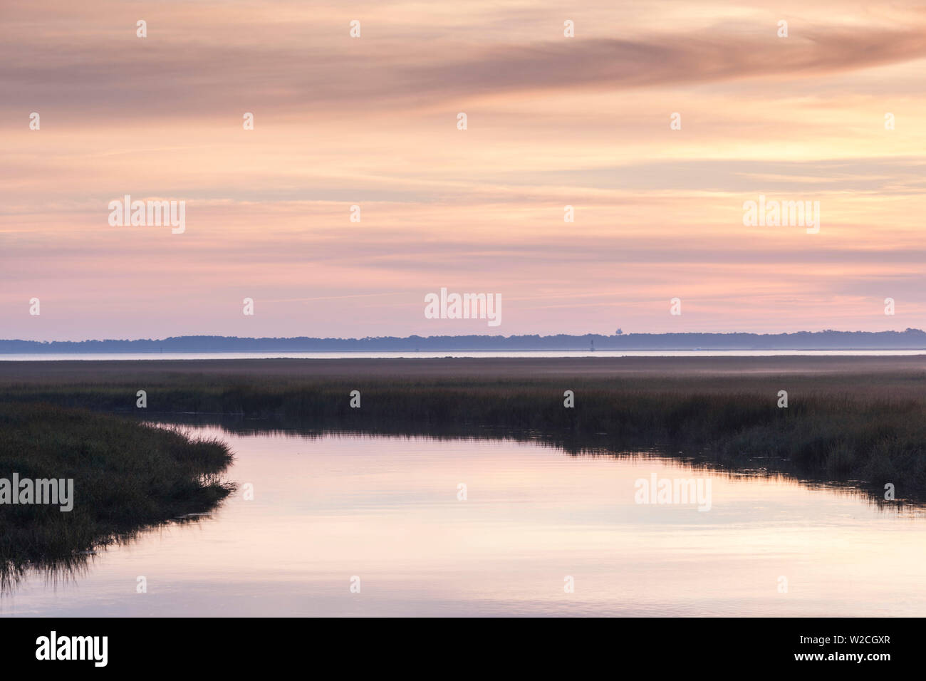 USA, Brunswick view along the Bruswick River marshes Stock