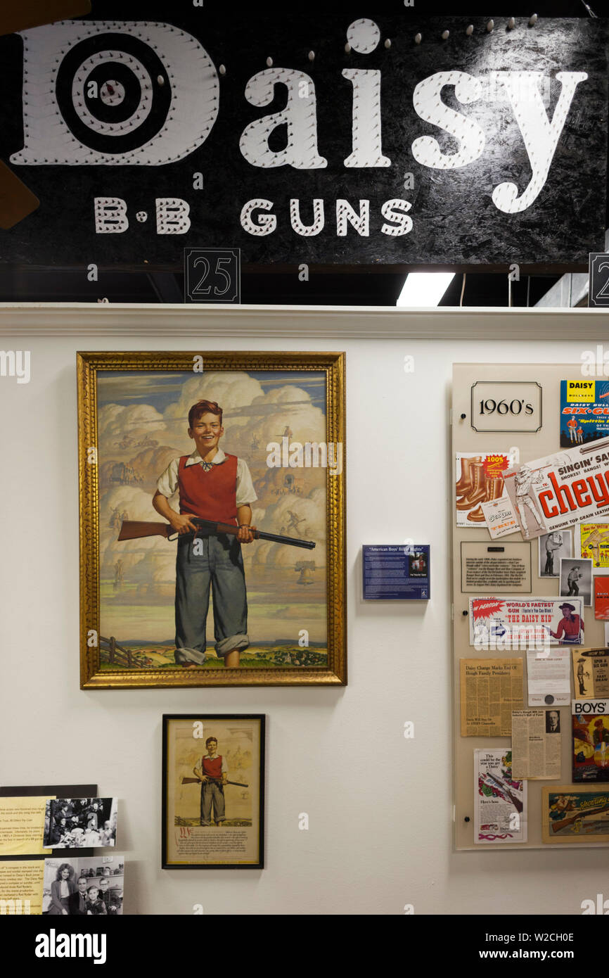 USA, Arkansas, Rogers, The Rogers Daisy Airgun Museum with air rifle company memorabilia Stock Photo