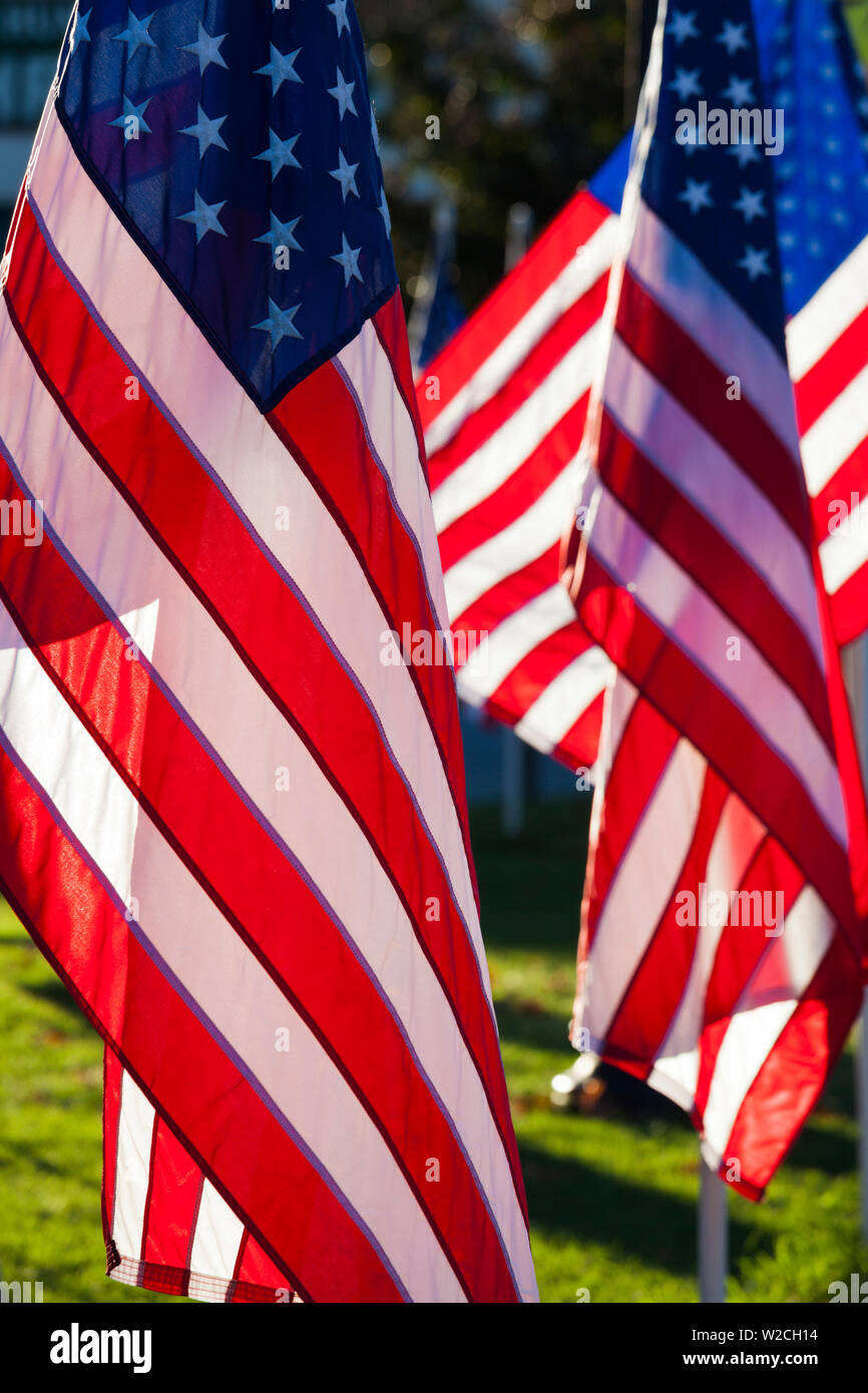 USA, Arkansas, Heber Springs, USA flags Stock Photo