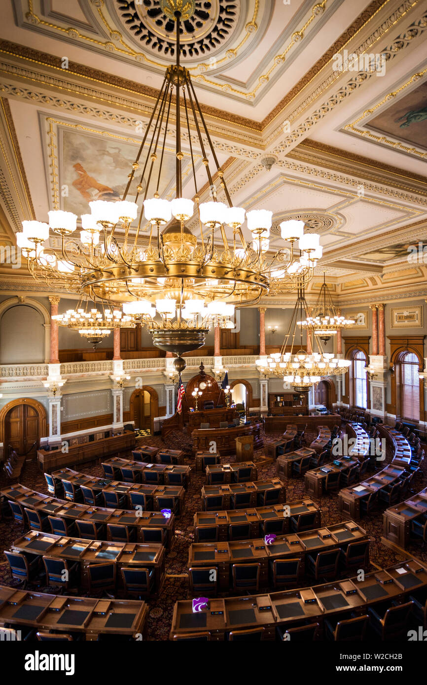 USA, Kansas, Topeka, Kansas State Capital, Chamber of the State House of Representatives Stock Photo