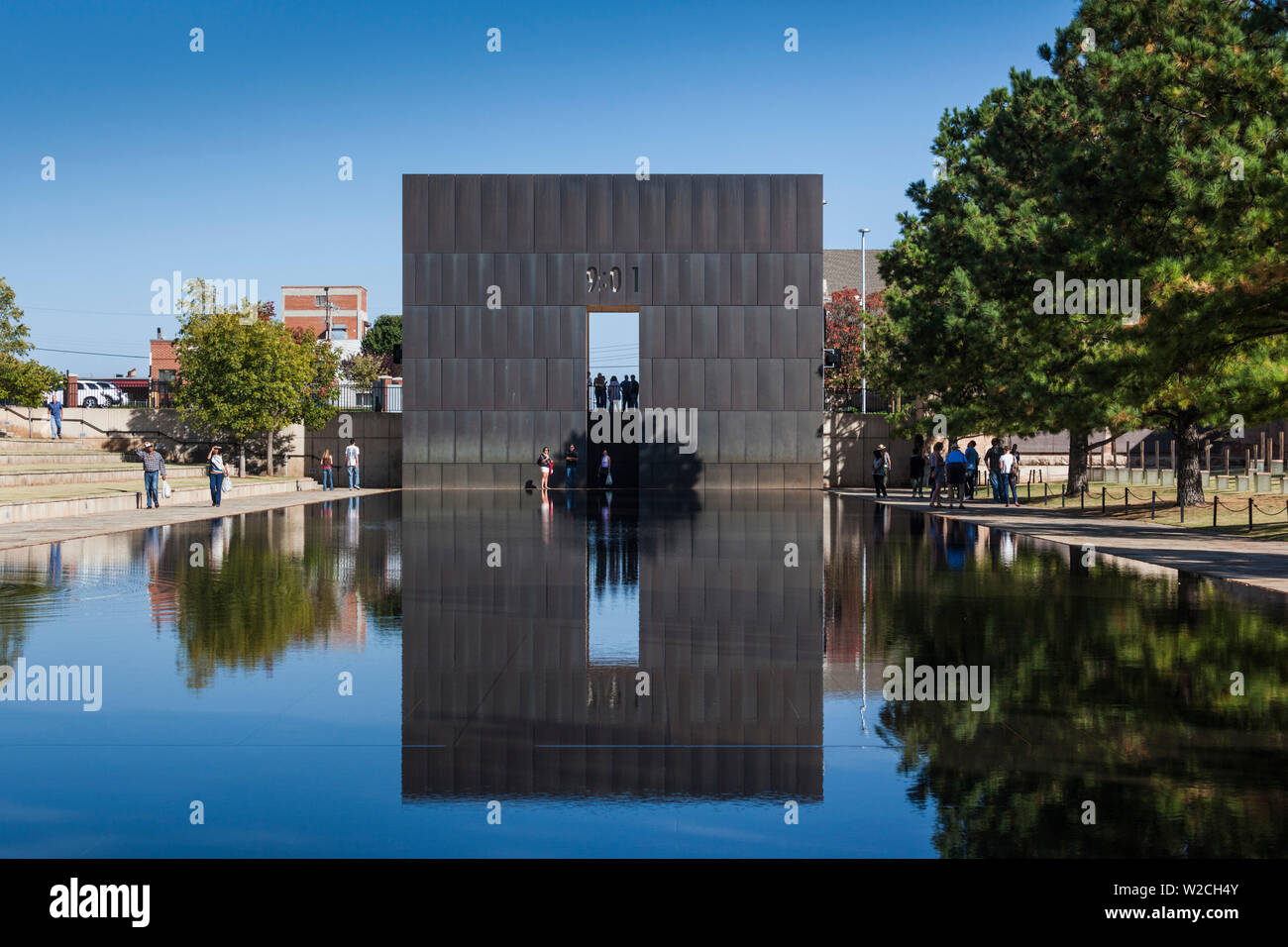 USA, Oklahoma, Oklahoma City, Oklahoma City National Memorial to the victims of the Alfred P. Murrah Federal Building Bombing on April 19, 1995, East Entrance Stock Photo