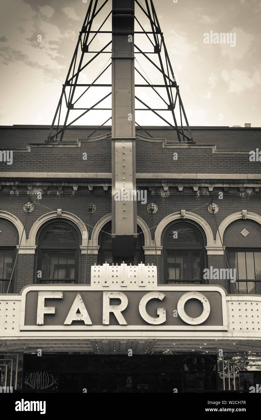 USA, North Dakota, Fargo, Fargo Theater, marquee Stock Photo