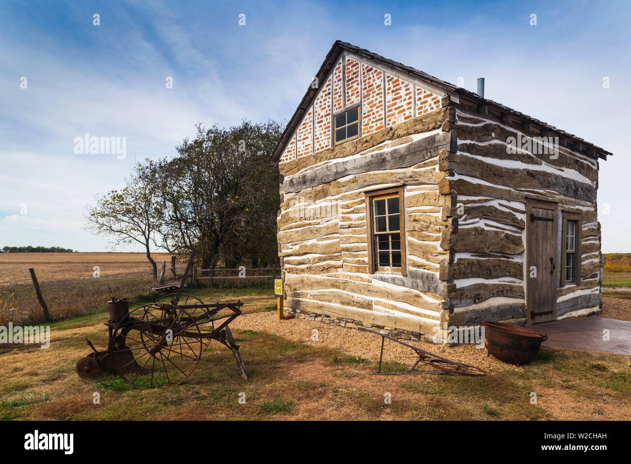 USA, Nebraska, Beatrice, Homestead National Monument of America, Homesteader's Cabin Stock Photo