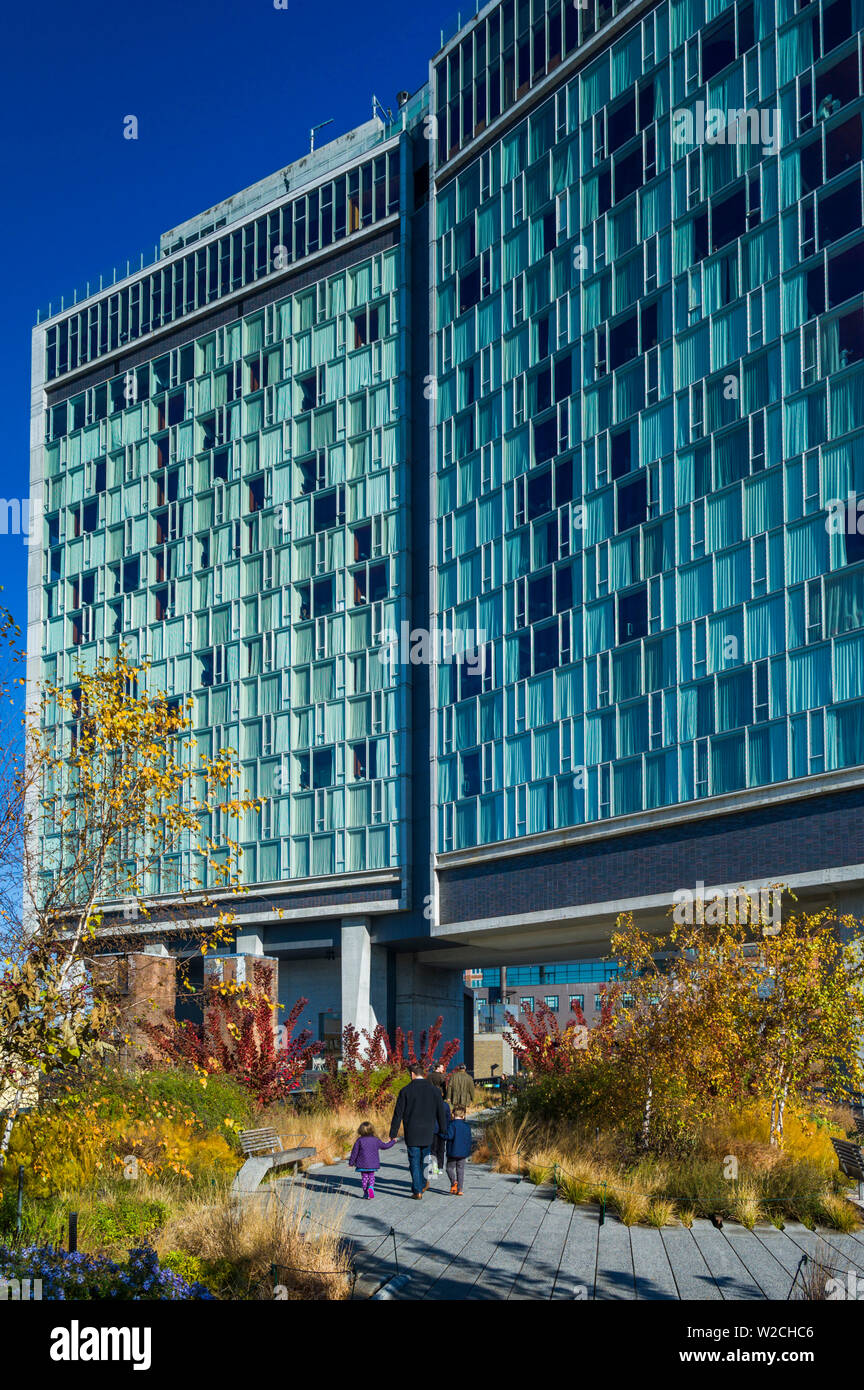 The standard hotel on the high line pedestrian walkway hires stock